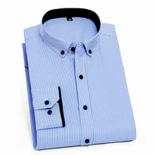 Бренд Дизайн Весна Лето Полосатый Бизнес повседневные мужские рубашки на пуговицах/воротник стойка с длинным рукавом мужские рубашки