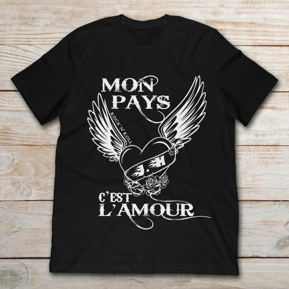 

Gildan Brand Mon Pays C'est L'amour Johnny Hallyday T-Shirt Men's Short Sleeve T-Shirt