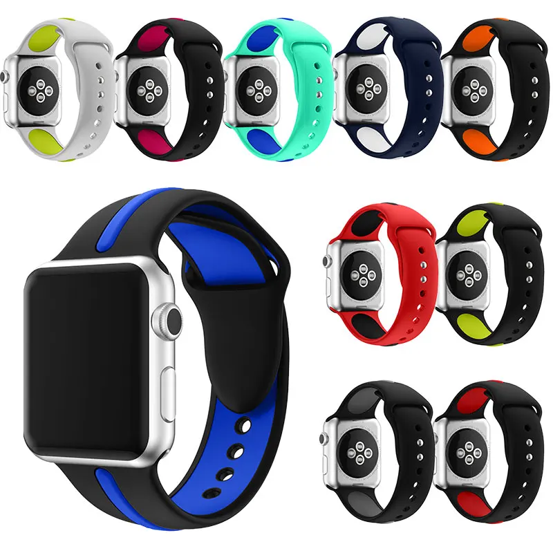 Полосатый силиконовый ремешок для Apple Watch Sport Correa Loop Band Замена для iwatch IOS Smartwatch Браслет серии 4/3/2/1