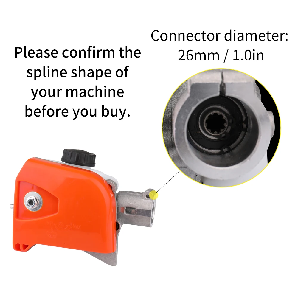 

Tree Chainsaw Gear Head 26mm Orange Spline Pole Saw Tree Cutter Chainsaw Gearbox Gear Head Tool 9 Spline Accessories Woodworking