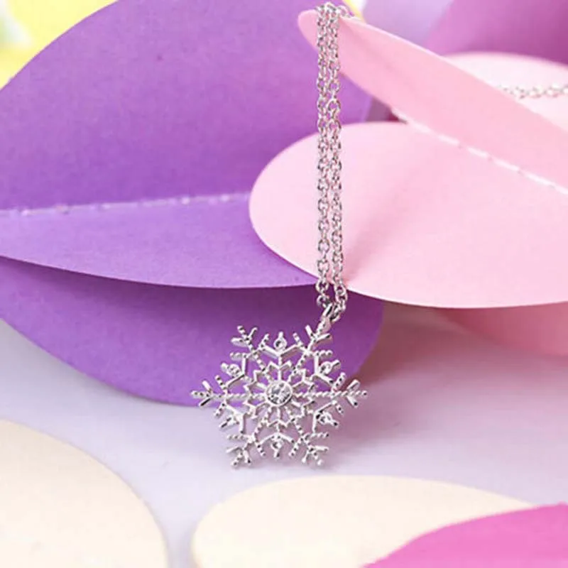Рождественский Хрустальный снежинка серебряный шарм цепи Цепочки и ожерелья ювелирные изделия кулон подарок на