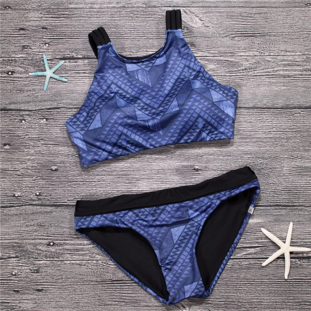 Wysoka Neck Bikini Set Stroje Kąpielowe Sportowe Kobiety Plaża Kostium