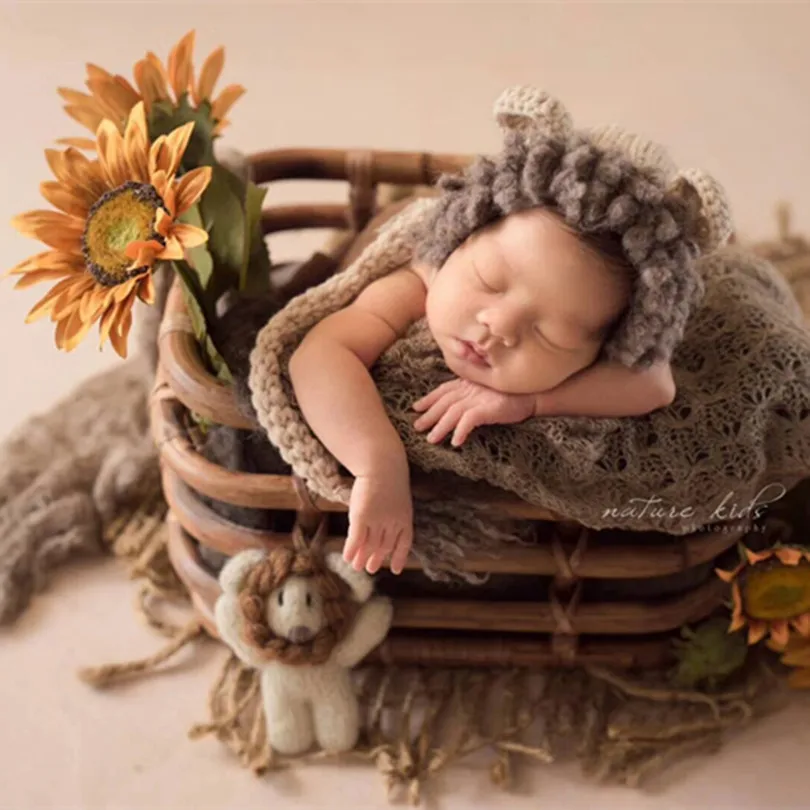 Пушистый Ангорский капот плюшевый мишка позирующая Игрушка Маленькая вязаная шапка для новорожденного Мягкая Мини позирующая кукла новорожденный реквизит для фотосъемки - Цвет: as photo