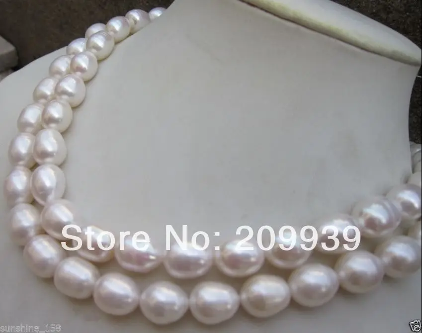 

Free shipping 003215 12-13MM AAA NATURAL WHITE SOUTH SEA BAROQUE PEARL NECKLACE 14 34"INCH