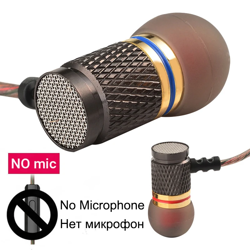 EDR1 специальное издание позолоченный корпус наушники с микрофоном 3,5 мм HD HiFi в ухо монитор стереонаушники бас для телефона - Цвет: No Microphone