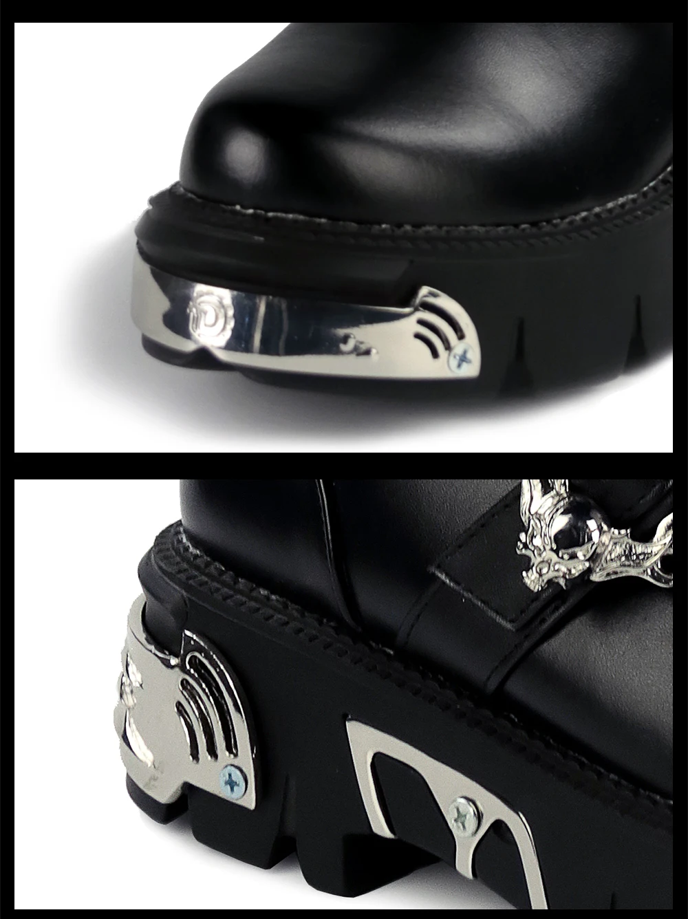 Модные мужские ботинки кожаные черные Серебряные Металлические пряжки молнии сапоги до колена Мужские