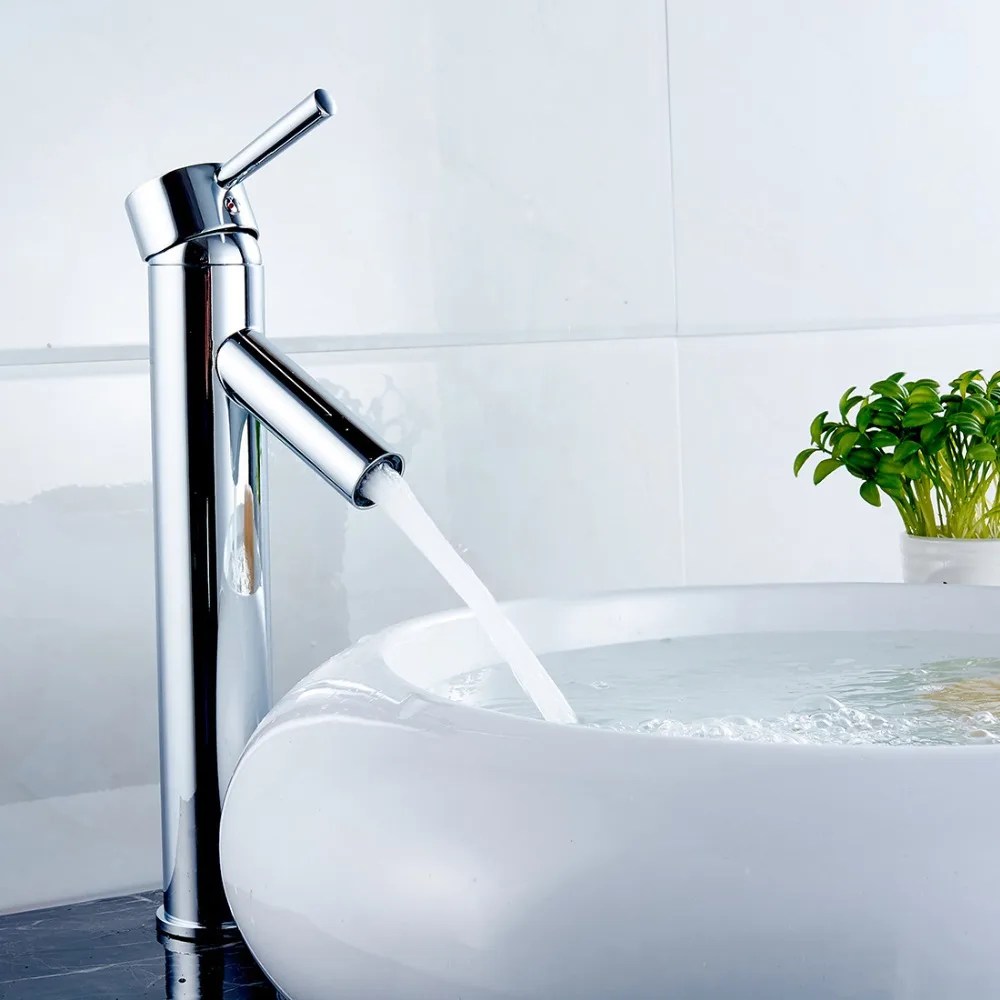 Single handle bathroom single handle chrome brass tall faucets hot and