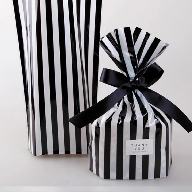 50pcs Black White Striped Candy Bag Wedding Decoration Birthday Cookie Bags Box Favors Baby Shower Bridal Party Gift | Дом и сад