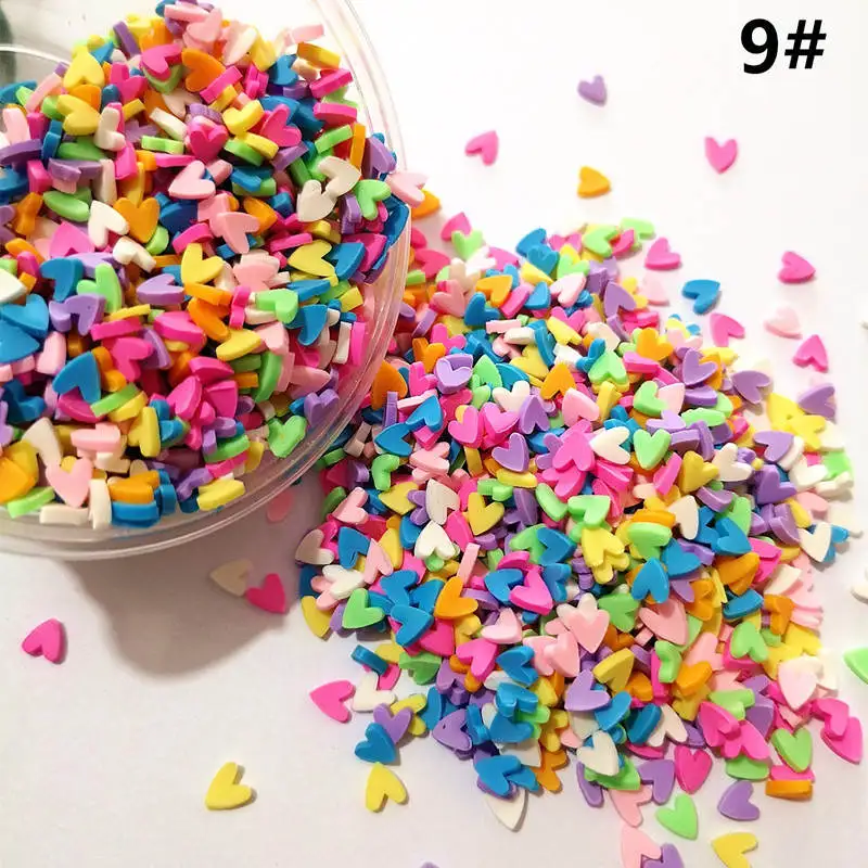 100g Mixed Color Clay Chocolate Sprinkles Heart Shaped DIY Parts Fake Cake Decorating Polymer Clay Sweets Deco Decoration 
