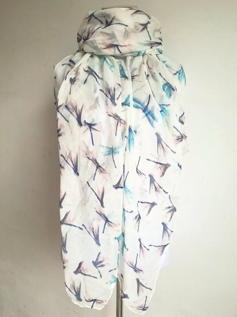 Новое поступление модный животный принт шарф стрекоза женские шарфы микс 13 цветов женские шарфы из пашмины - Цвет: White