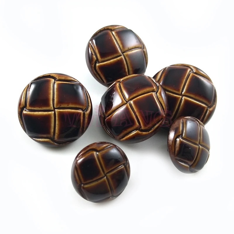 20 шт./лот шоколад Цвет 15 мм кожа выглядящие пальто Пуговицы хвостовик круглый