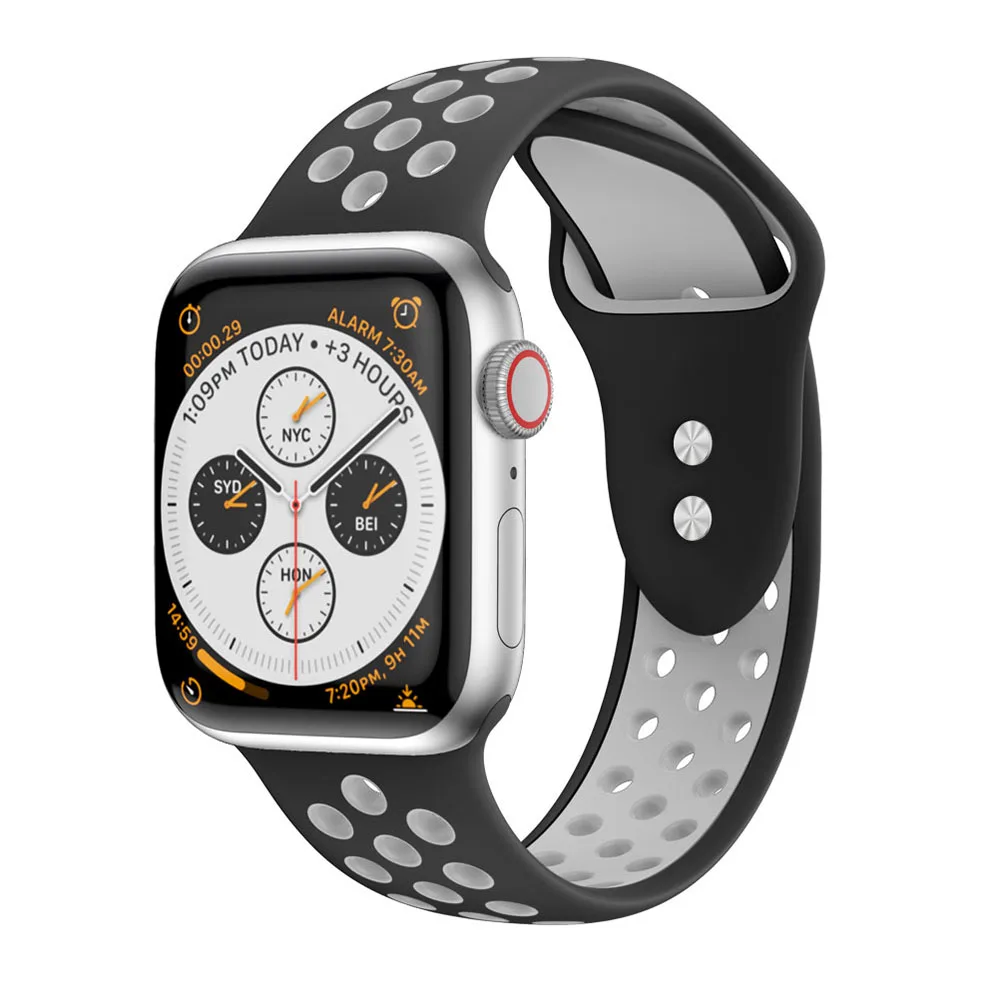 Correa для apple watch серии 1/2/3/5, 42 мм, 38 мм, ремешок для запястья адаптер для наручных часов iwatch, 4 40 мм 44 мм разноцветных резиновых полосок Спорт на открытом воздухе силиконовый