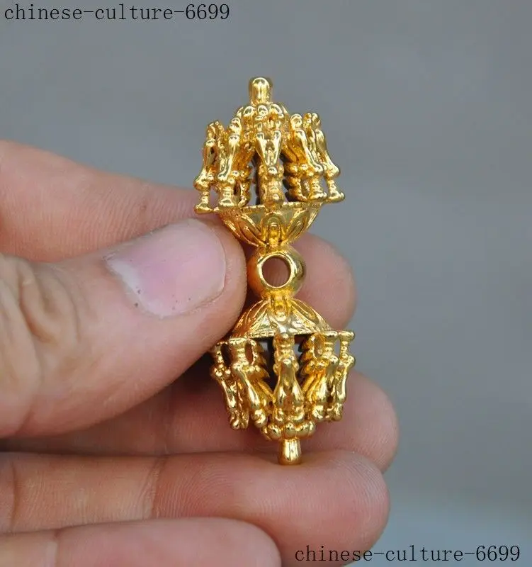 

Old Tibet Buddhism bronze Gilt Dragon Head Dorje Vajra Phurpa Exorcism FaQi
