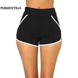 Puimentiua 2018 для женщин повседневные шорты Лето Полосатый Slim Fit тренировки шорты для женские эластичные узкие пляжные Egde