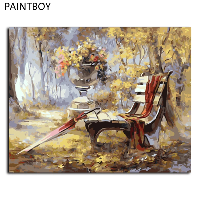 

PAINTBOY DIY Framed Pictures Painting By Numbers Landscape DIY Digital Canvas Oil Painting Home Decoration GX7816 40*50cm