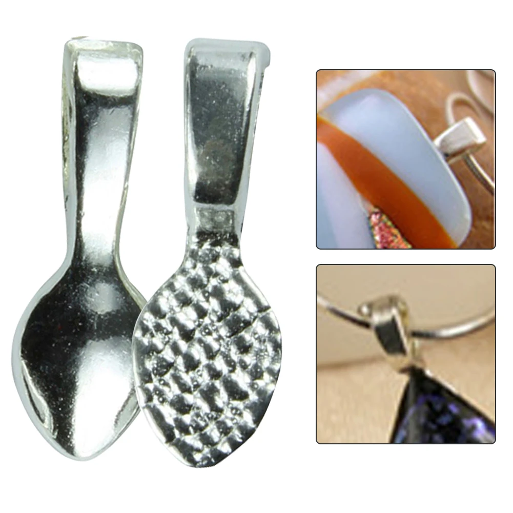 

10pcs Glue On Oval Pendant Bail Women Clasps Tag Findings Silver Plated Small Cabochon 16mm Handmade Clips DIY Jewelry