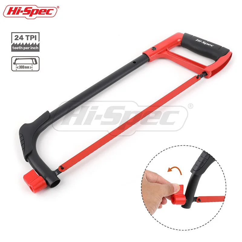 

Hi-Spec 300mm Adjustable Hacksaw Steel Tube Heavy Duty Aluminum Alloy Frame Handle for Cutting Wood Metal Plastic Fiber SA002