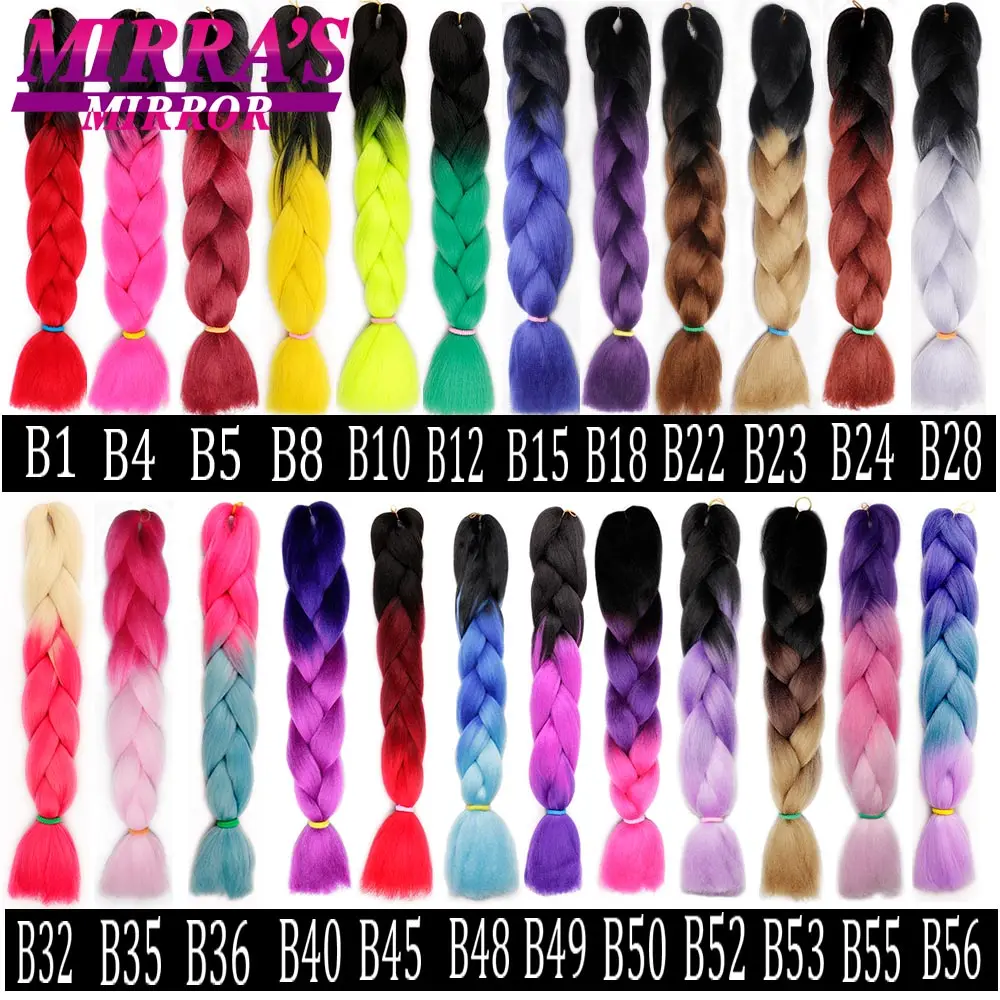 Mirra’s Mirror 5pcs Jumbo Braid Hair Crochet Braids Synthetic Hair Ombre Braiding Hair Extensions Three Tone 24inches