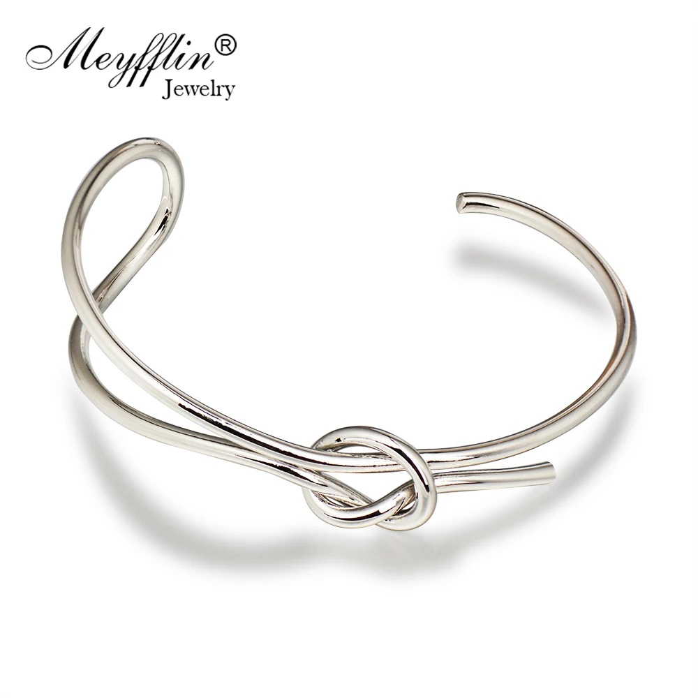 

Meyfflin Pulseras Fashion Gold/Silver Cuff Bracelets & Bangles for Women Men Jewelry Female Bowknot Bracelet Pulseiras Bijoux