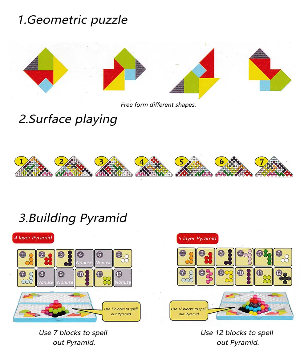 IQ головоломка детское развитие ума раннего образования головоломки Волшебные бусины в коробке здание пирамиды цвет формы