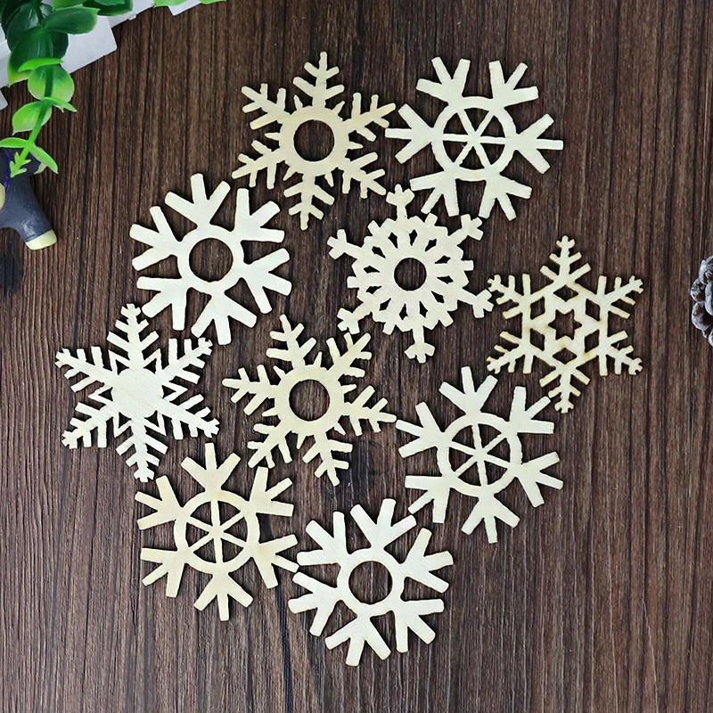 

10Pcs/Set Various Snow Styles Wooden Slices Decoration Snow Flower Design DIY Craft Accessory