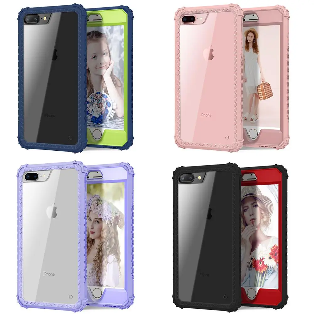 

2 in 1 Mobile Phone Case All-inclusive 360 Transparent TPU PC Drop Protection For iPhone 6S 6G 6plus 7 7plus 8 8Plus X XS
