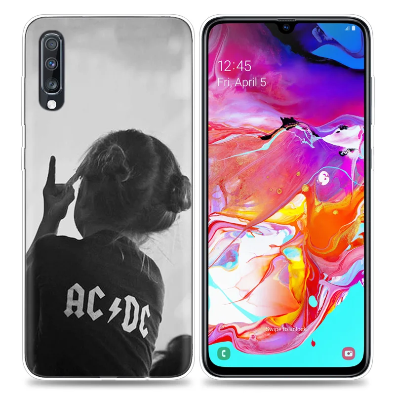 Прозрачный силиконовый чехол для samsung Galaxy A50 A70 A30 M30 M20 A10 A20 A40 M20 чехол для телефона ACDC Rock Ac DC Angus young