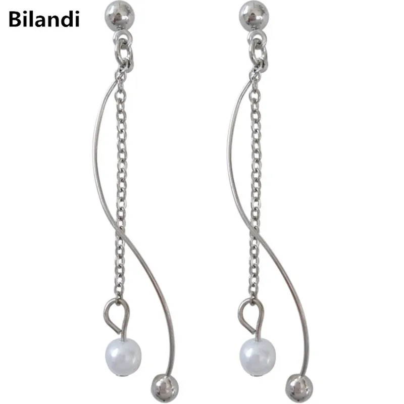 

Fashion Design Beautiful Style Pearl Drop Twist Stick Long Earrings For Woman Jewelry
