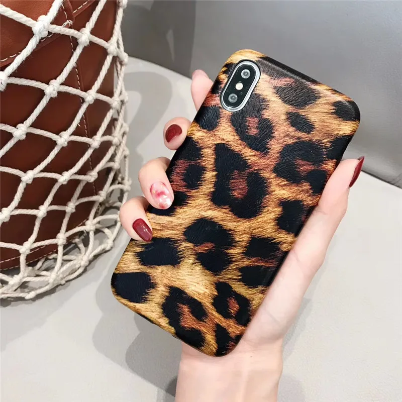 Vintage Leopard Skin Pattern Phone Case for iphone 7 Case for iPhone 6 6S 7 8 Plus X XS MAX Case Luxury Soft PU Leather Cover   04