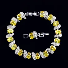 Модные женские туфли очаровательный браслет-цепочка красный кристалл Для женщин браслет с Голубой овал кубического циркония свадьбы ювелирные изделия из белого золота Цвет