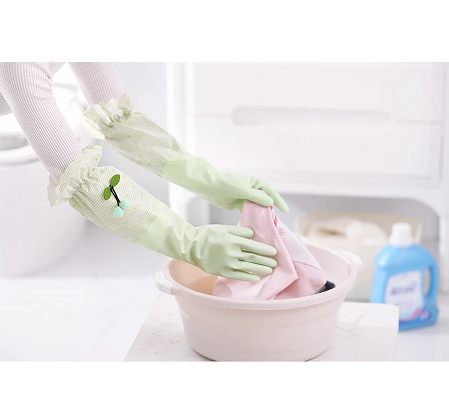 Уплотненные перчатки для мытья посуды с длинными рукавами, латексные перчатки для мытья посуды, домашние водонепроницаемые перчатки для очистки