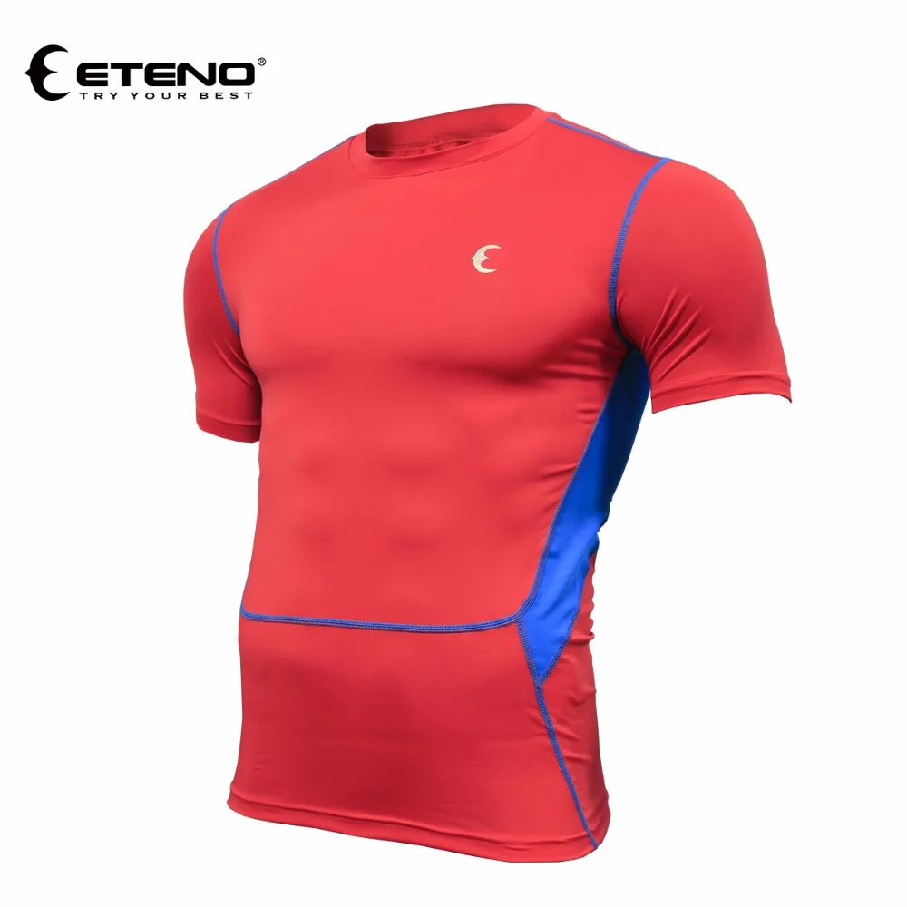 2017 ETENO men sports tshirt Red jersey running elastic sports top
