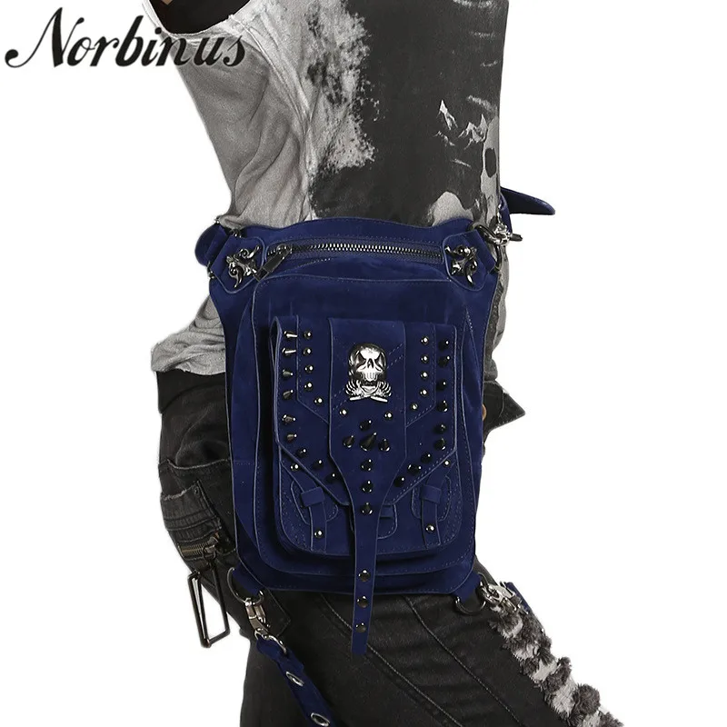 Norbinus стимпанк Для женщин Череп талии сумка в стиле панк-рок женский сумка Мода PU кожа Сумка Для мужчин мотоцикл ногу сумки