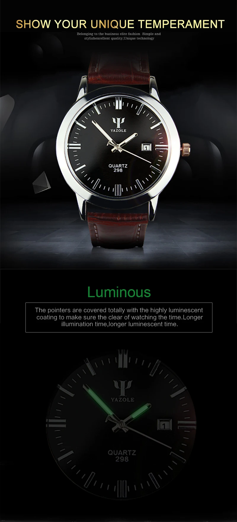YAZOLE мужские часы от ведущего бренда, роскошные часы с синим стеклом, мужские часы, кожаные модные часы, часы Saat Relogio Masculino Reloj