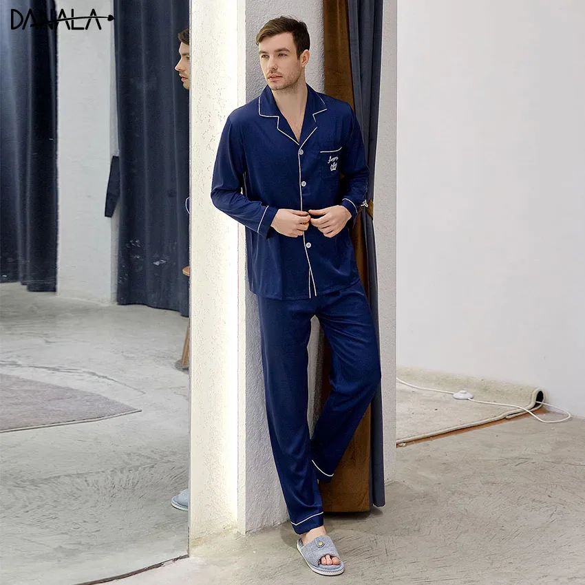 DANALA Silk Satin Pajamas Sets Men Solid Vogue Refreshing Simple Men Nightwear Sets Home Suits Sleepwear Three Quarter Sleeve DANALA Silk Satin Pajamas Sets Men Solid Vogue Refreshing Simple Men Nightwear Sets Home Suits Sleepwear Three Quarter Sleeve