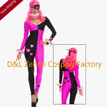 Free Shipping DHL Funny Women’s Heart Striking Harley Quinn Sexy Superhero Cosplay Spandex 2016 Halloween Costumes HQ1209