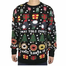 Забавный вязаный Рождественский свитер с пингвином и пончиками для мужчин и женщин, милый мужской вязаный Рождественский пуловер, джемпер большого размера, S-XL