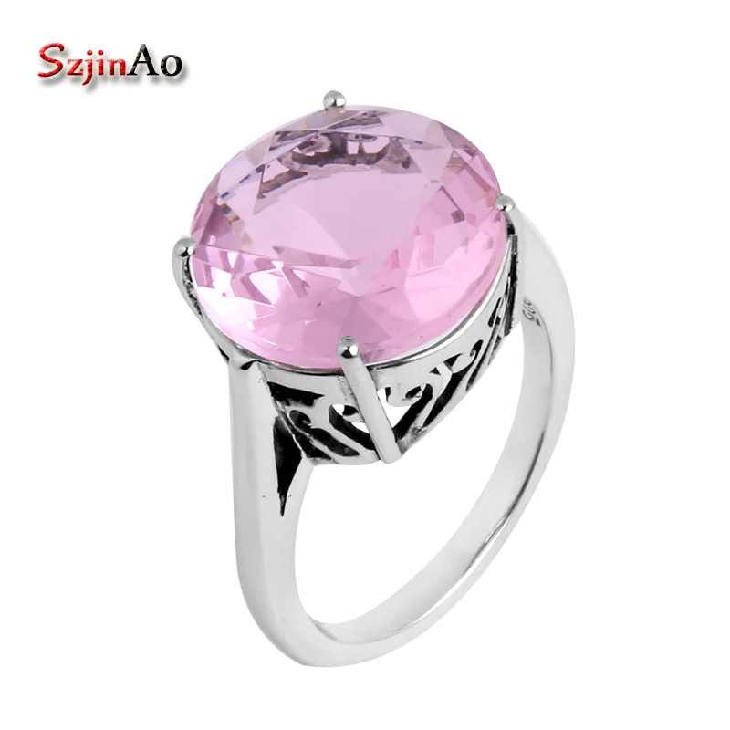 

Szjinao Wholesale and Custom-made Pink Crystal Ring Victoria 925 Sterling Silver Wedding Rings for Women Wholesale