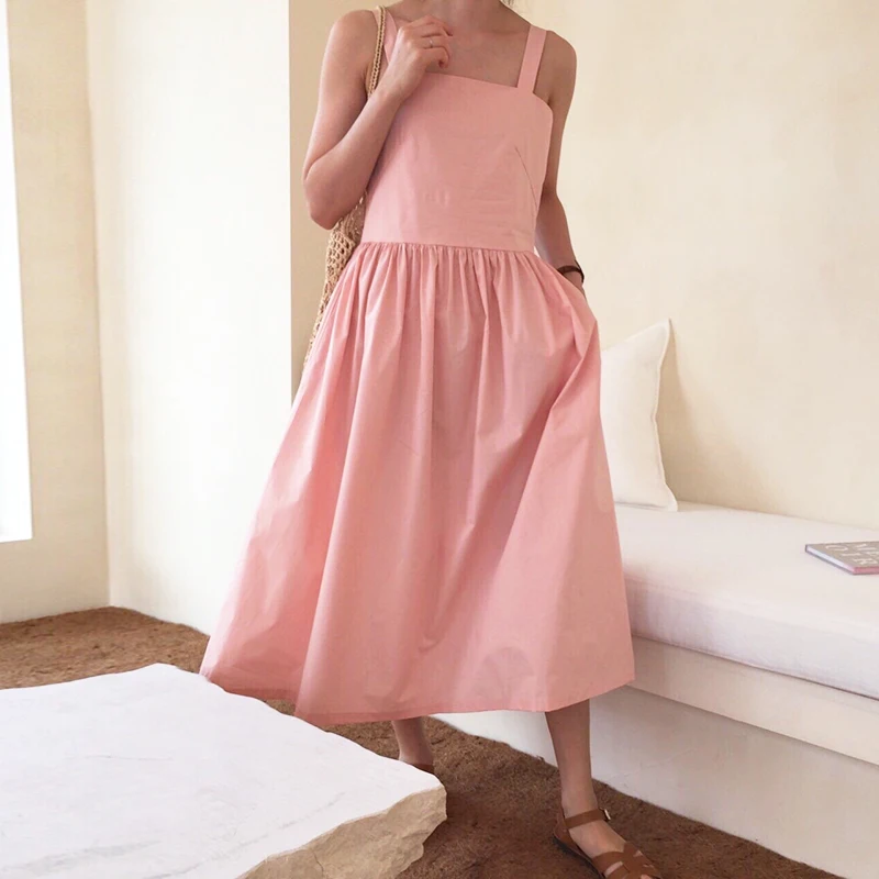

Must Have! Retro Solid Color Sun Dress Ball Gown Style Spaghetti Strap Sexy Dress Cute Robe Femme Vestido Mujer Vestiti Donna
