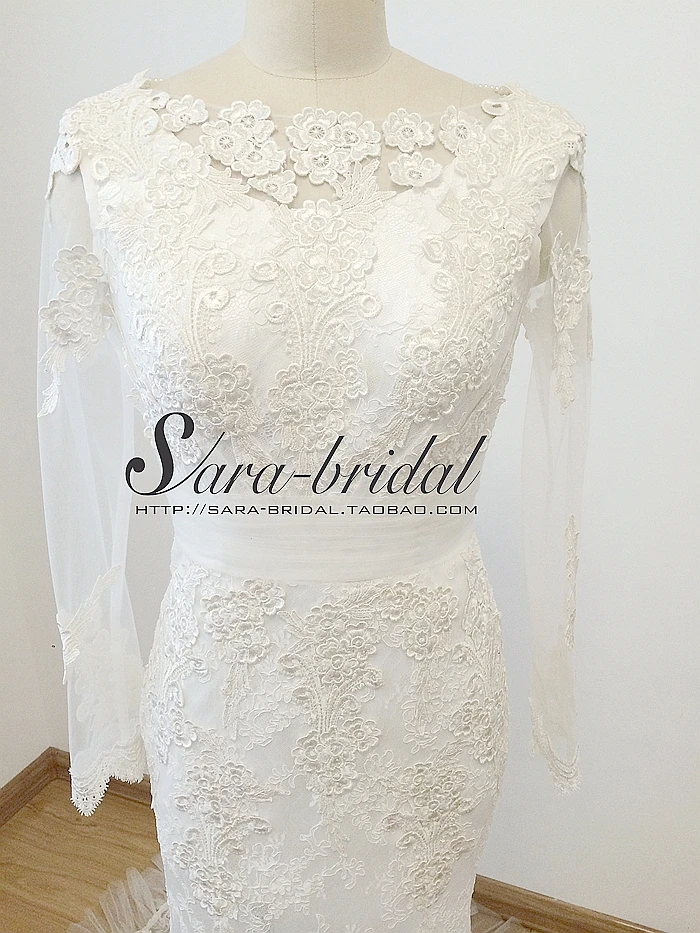 Новая мода с аппликацией и юбкой-годе v Назад кружево с длинным рукавом robe de mariage vestido noiva мать невесты платья для женщин