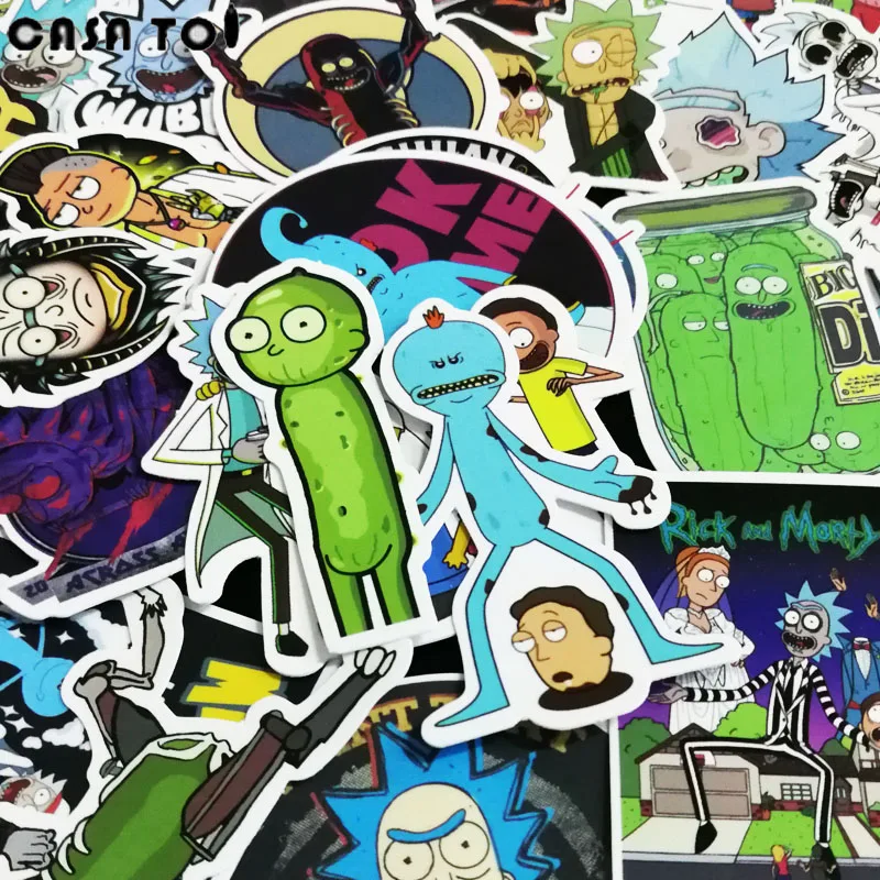 50Pcs Rick and Morty Waterproof Anime Sticker For Guitar Laptop Motorcycle Laptop Phone Stickers Skateboard Luggage Decal Toy