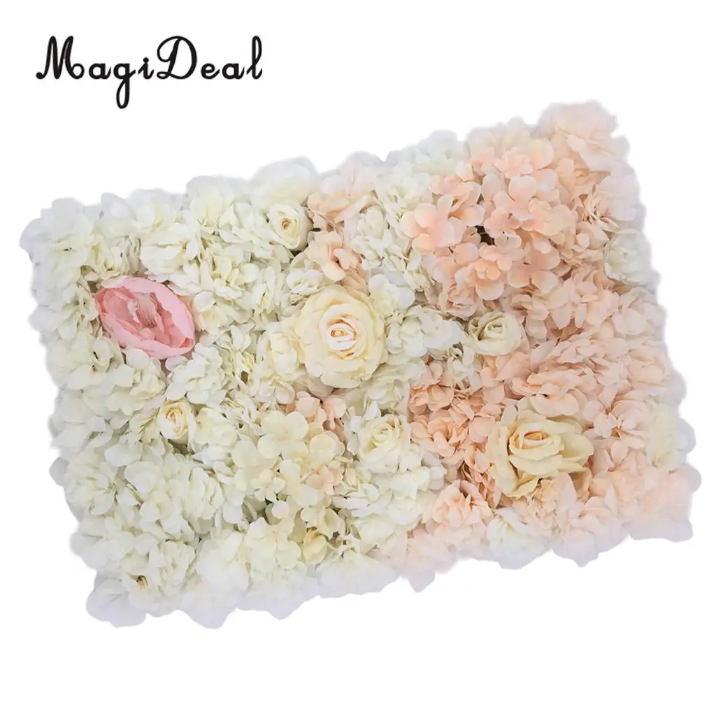 Romantic Artificial Flower Wall Panels Wedding Venue Roses Hydrangea Floral Decor Type A 5 Colors Choice	