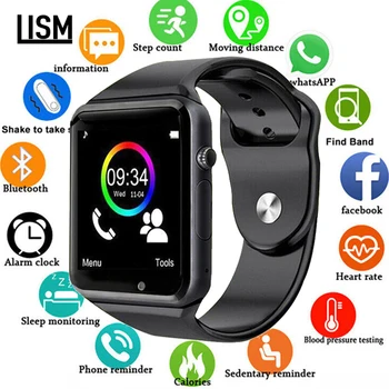 

2019 Smart Watch Clock Sync Notifier Support SIM TF Card Connectivity Apple iphone Android Phone Women Men Smartwatch GT08 A1 A6