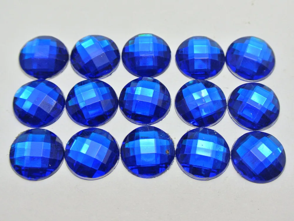 200 Royal Blue Acrylic Flatback Rhinestone Faceted Round Gems 12mm No