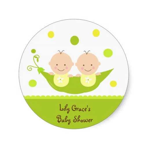 

3.8cm Two Peas In A Pod Baby Shower Thank you Stickers