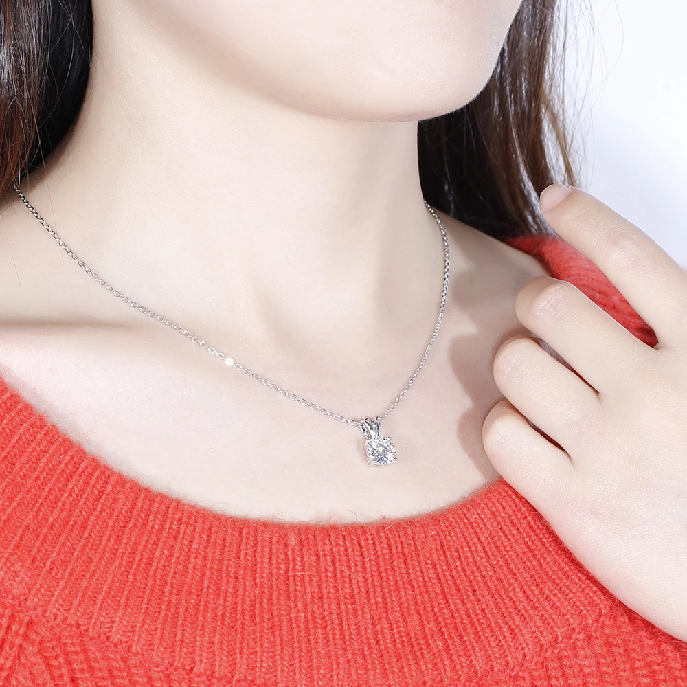 DovEggs 14K 585 Белое золото 1CTW 6 5 мм Сердце и стрелы цвет GH Moissanite ожерелье для женщин