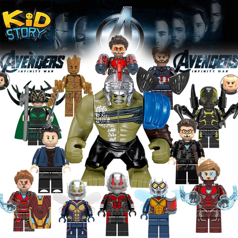 

Marvel's Legoings Avengers Superhero Stan lee Captain America Thor Loki Hela Wasp Ant-Man Building Blocks Toys For Children YF30