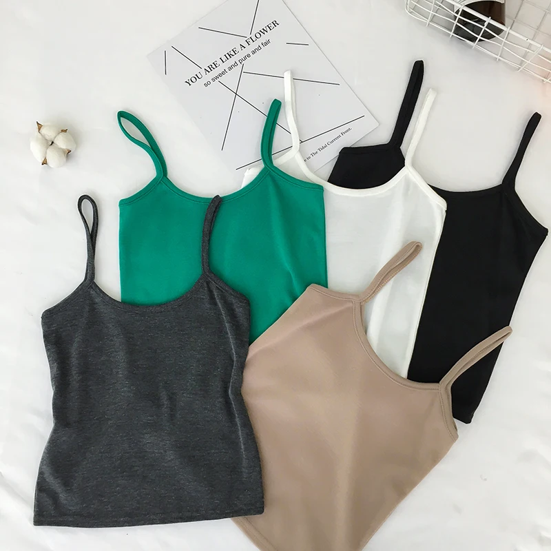 

5 Colors Summer Women's Tank Crop Tops Girls Basic Solid Cropped Camisole Sleeveless Tee shirts Camis Top for Women