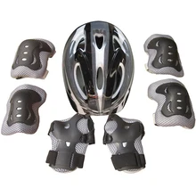 7pcs Kid Helmet Kits Child Roller Skating Bike Helmet Knee Wrist Guard Elbow Pad Set Safety Headpiece Protection Gear