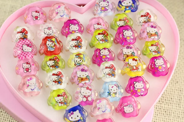 36pc box acrylic cartoon flower shaped crystal hello kitty kids hello kitty party costume